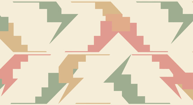 abstract geometric aztec repeating pattern with stylized staircase shapes and zigzags ideal for retro textile designs