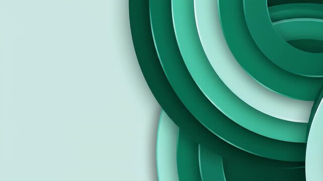 Layered Green Teal Half Circle Corner Background with Wide Blank Copy Space
