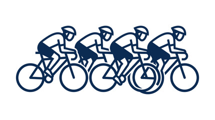 Obraz premium Group Cyclists Race on Open Road in Energetic Formation.