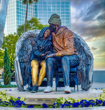 Kobe and Gianna Bryant Memorial Sculpture in Los Angeles