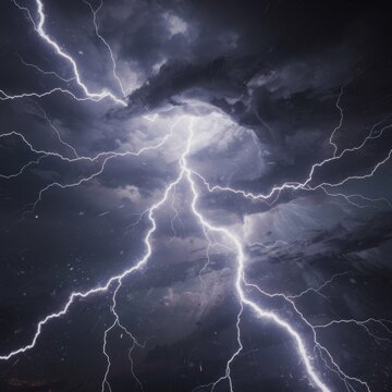 Powerful Lightning Storm Illuminating Dark Clouds