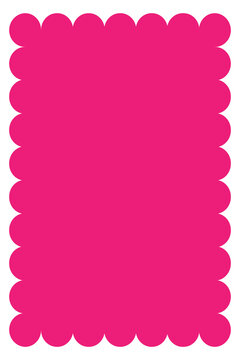 Pink rounded scalloped rectangle shape for posters, labels, branding, packaging, printable cards, scrapbook designs, social media backgrounds. Transparent PNG, high resolution