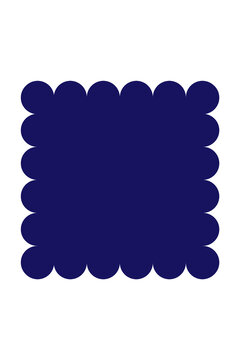 Navy scalloped square shape with rounded edges for branding, logo backgrounds, sticker design, packaging labels, social media templates, planner, graphic design. Transparent, high resolution PNG