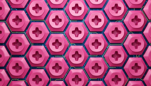 Vibrant Pink Hexagonal Tiles with Cross Center Detail