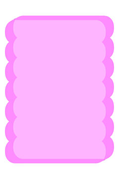 Soft pink scalloped border. Pastel bubble edge rectangular frame for photo templates, feminine planner layouts, stickers, scrapbook pages, invitations, stationery, creative design. High resolution PNG