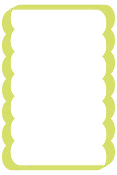 Lime green scalloped border PNG with transparent background. Cute wave edge vertical rectangular frame for portrait templates, planner pages, scrapbooking, stationery, labels and bright retro design