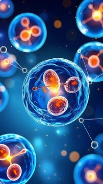 Mitosis of infected cells showing virus dividing under a microscope for research