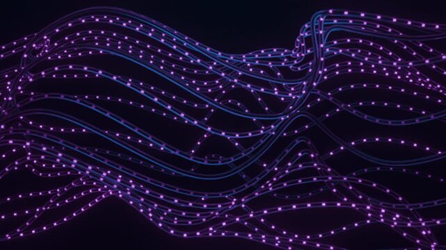 Small packets of data move through fiver optics cables seamless looping 3d animation