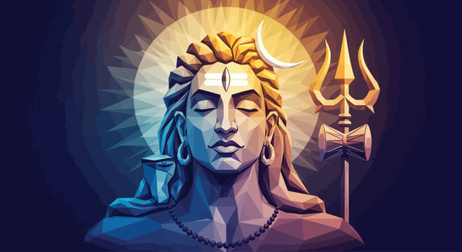 Shiva Statue With Trident Idol.