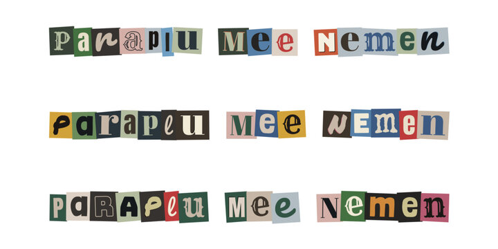 Paraplu mee nemen. Ransom note style text in Dutch about taking an umbrella, collage typography design
