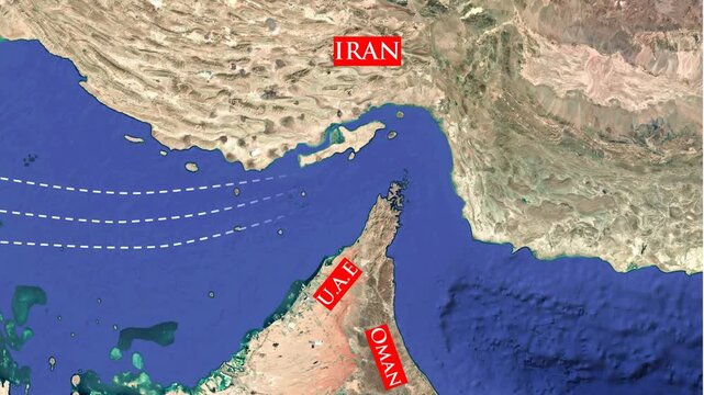 Strait of Hormuz Iran animation video labelled