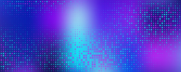 Purple abstract pixel texture bg video screen. Tv pattern background with square noise effect. Futuristic broadcast neon gradient banner for television. Modern vhs led static display element © sholeh