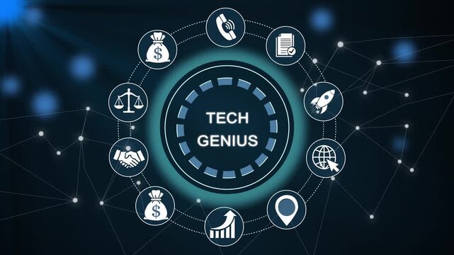 Tech genius holographic interface innovation concept futuristic digital brainstorming futuristic technology