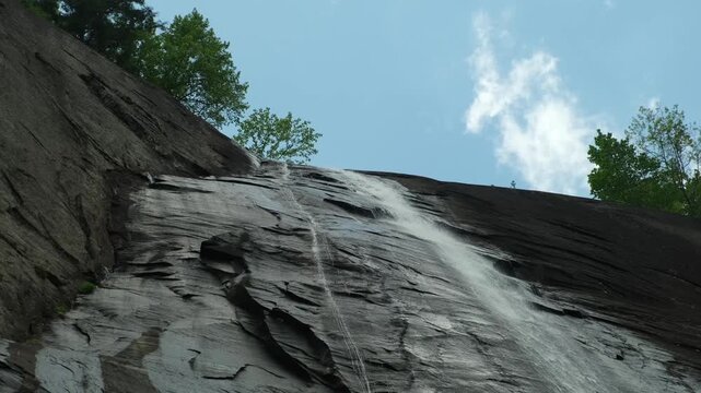 view of the waterfall from the bottom up
