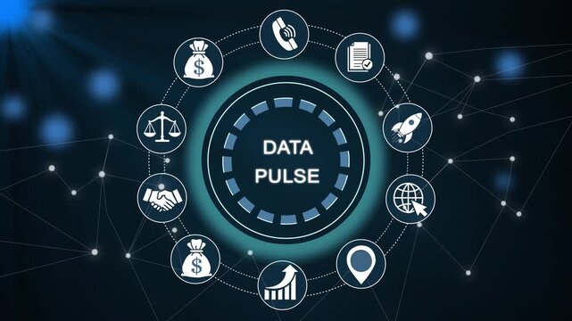 Data pulse animation: futuristic digital network visualization with binary code data flow technology animation