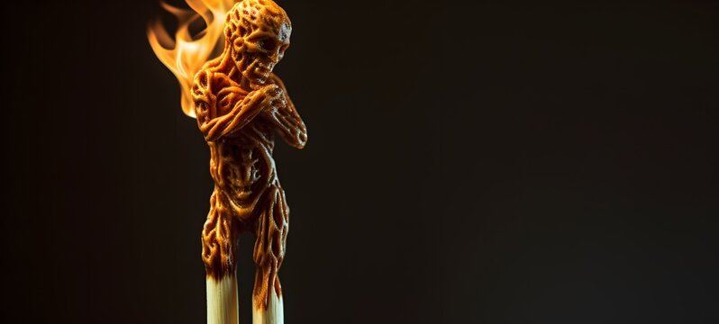 ifrit undead shaped matchstick carving,generative AI