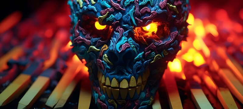 ifrit undead shaped matchstick carving,generative AI