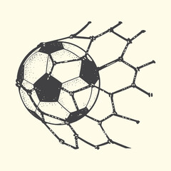Sketch of a soccer ball going into a net goal scored dynamic action line drawing with line art football illustration competition celebration achievement close-up perspective abstract movement © bbilfunk