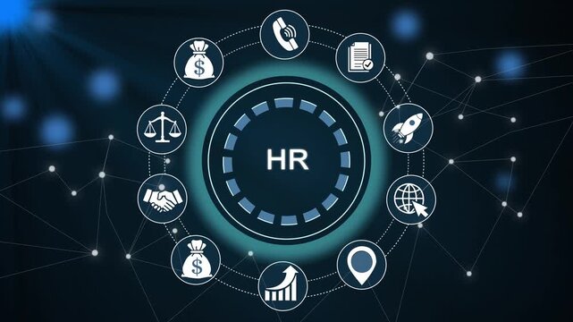 Hr human resources management digital network technology concept animation hr management employee engagement