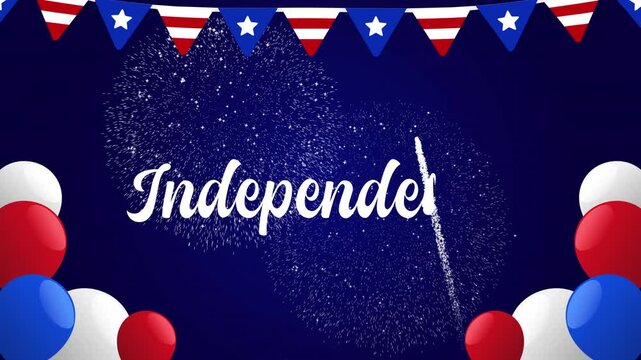 Independence day celebration with fireworks and balloons, perfect for patrioticthemed designs, event promotions, and holiday decorations. Festive and vibrant.