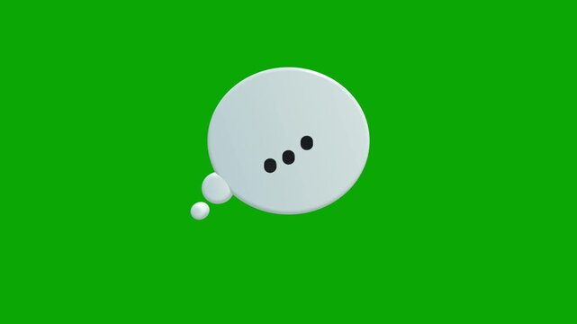 Animation 3D speech bubble icon isolated on green background