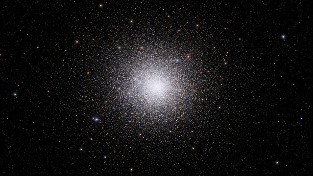 Vast globular cluster of stars shining brightly against the dark expanse of space