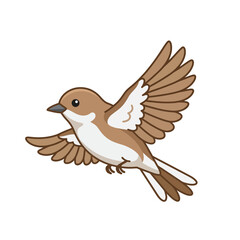 Fototapeta premium Flying Bird Open Wings Cartoon