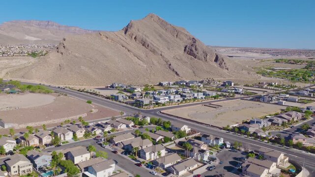 Lone Mountain Las Vegas Aerial View of Desert Homes and Suburban Roads 01