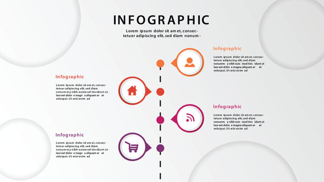 Infographic Timeline Design with Business Icons and Connected Elements, Success Process Illustration