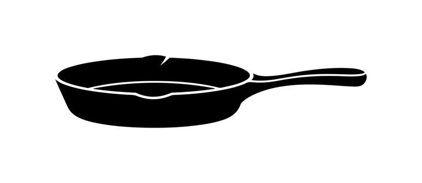 Bold Black Cast Iron Frying Pan Silhouette Vector