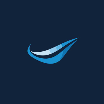 Blue swoosh logo design element.