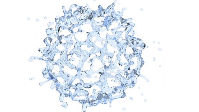 Bubble of water expanding and compressing in space