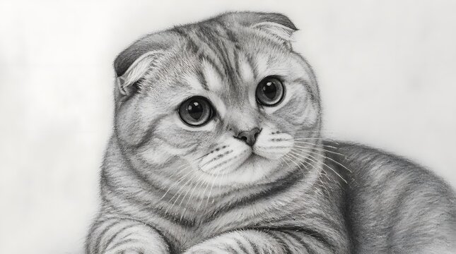 Cute Scottish Fold Cat Portrait.