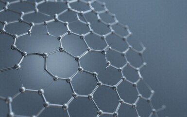 Fototapeta premium Atomic lattice structure of graphene hexagonal pattern metallic sheen.