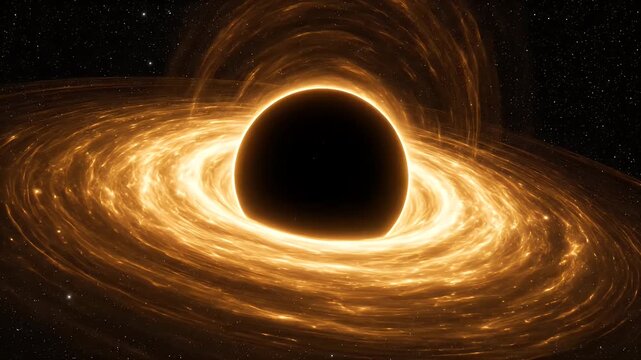 Supermassive black hole with a glowing accretion disk of hot gas in deep outer space