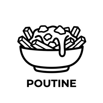 Illustration of Poutine Dish with Crispy Fries and Cheese Curds.