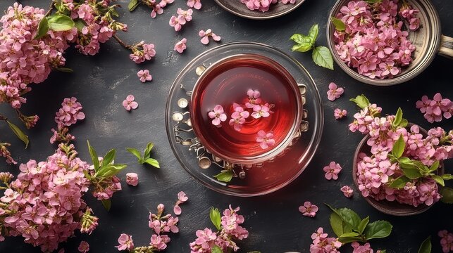 Delicate pink hydrangea tea arrangement