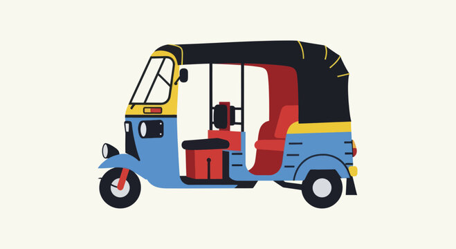 Colorful Auto Rickshaw Vehicle Illustration.