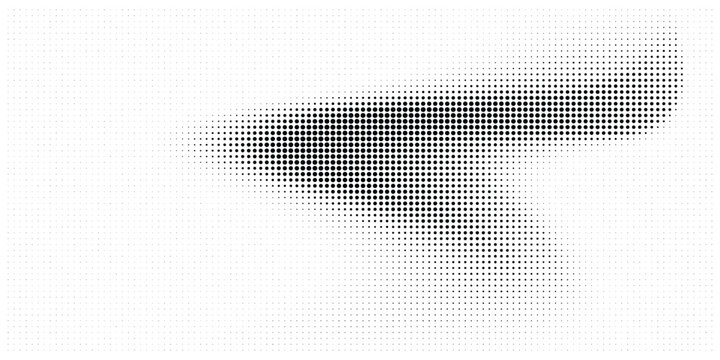 Abstract halftone radial dot pattern design element with halftone abstract monochrome geometric