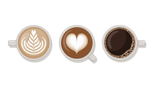 Flat lay of three different coffee beans with wooden spoon and measuring cup on light background Vector