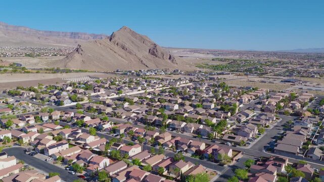 Lone Mountain Las Vegas Rotating Aerial  View of Desert Homes and Suburban Roads