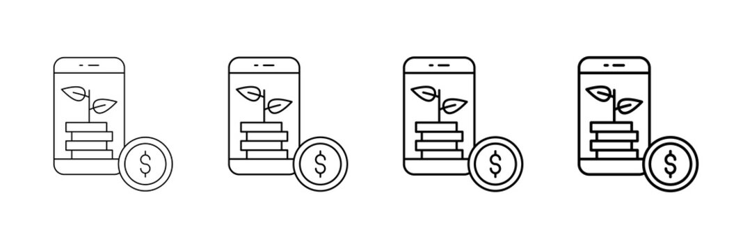 Micro Investment Icons Vector Set In Different Stroke Line Style