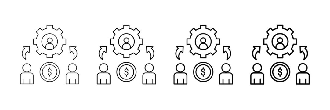 Escrow Service Icons Vector Set In Different Stroke Line Style