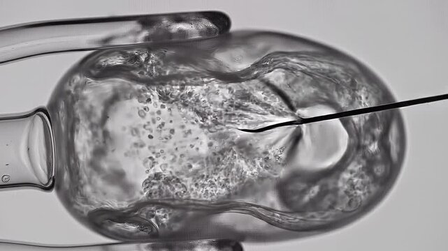Scientific Lab Micromanipulation of Human Egg Cell for Fertility Research
