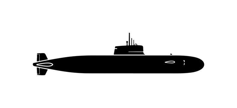Modern Submarine Silhouette - Bold Black Vector Art