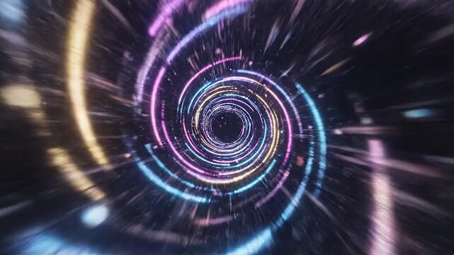 Abstract swirling tunnel of light in outer space background