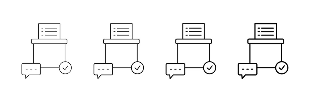Comment Box Icons Vector Set In Different Stroke Line Style