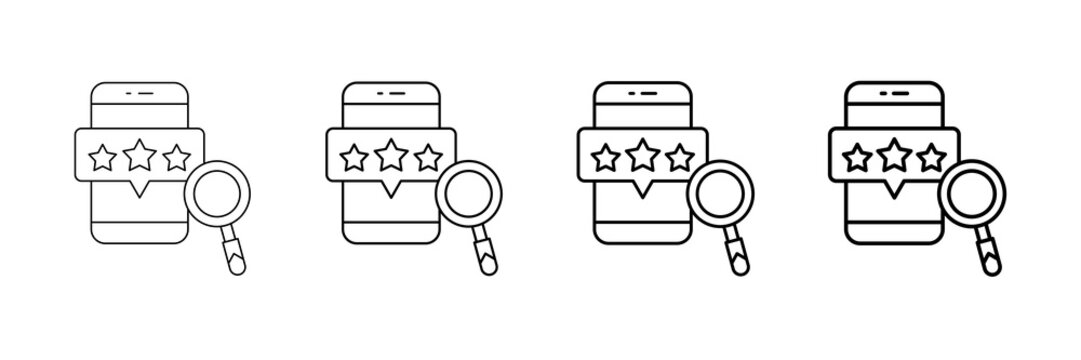 App Review Icons Vector Set In Different Stroke Line Style