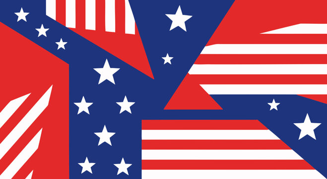 American Flag and Confederate Flag Overlap Abstract Design