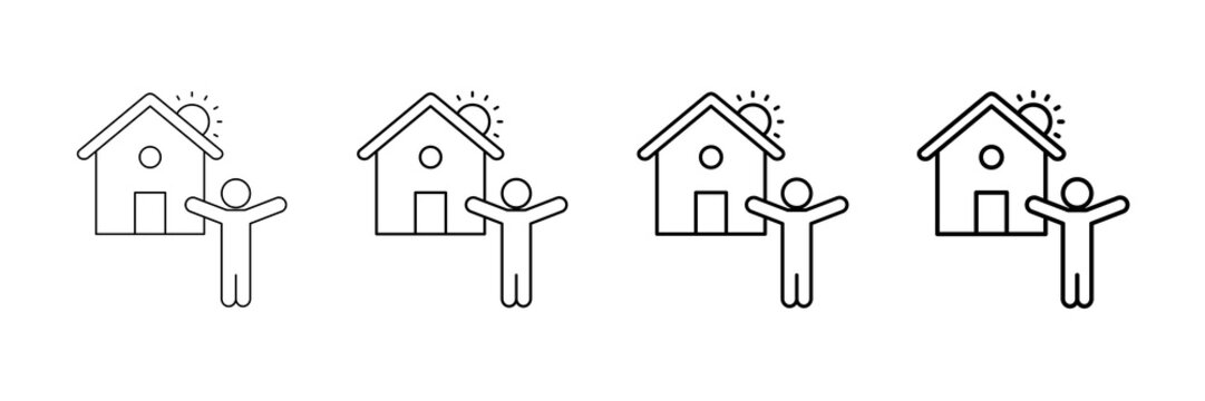 Morning Stretch Icons Vector Set In Different Stroke Line Style